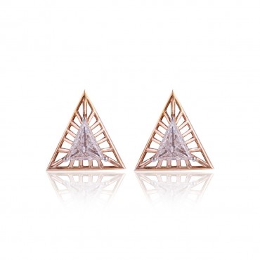 Triangle Diamond Earring Set With Lab Grown Diamond-18 kt yellow gold