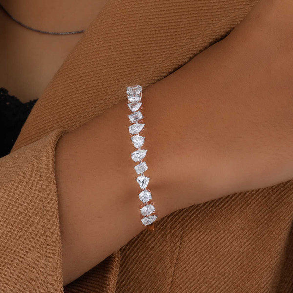 Multi Shape and Fancy Cut Lab Grown Diamond Bracelet Gift For Her 