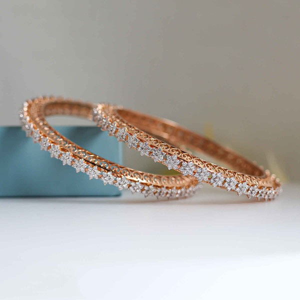 Beautiful Floral Design Lab Grown diamond bangles 