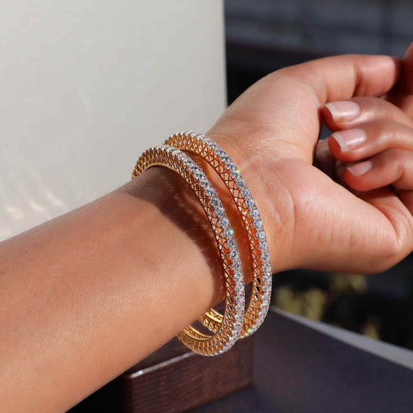 10 Pointer Lab Created Dazzling Diamond Bangles-a Brilliant Embrace of Conscious Luxury.