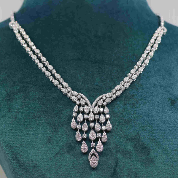 9.4 CT Round Shape Lab Grown Diamond Engagement Necklace
