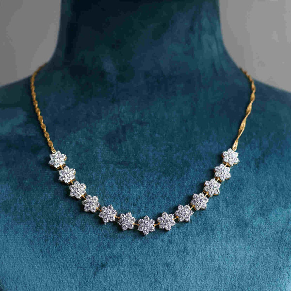 Cluster Floral Diamond Necklace With Lab Grown Diamond 