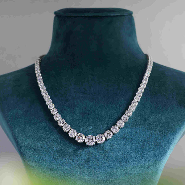 Round Cut Lab Grown Diamond Tennis Necklace For Her
