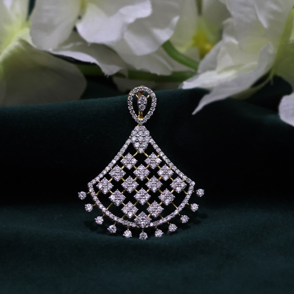 2.78 CT Round Shape Lab Grown Floral Style Diamond Pendant 