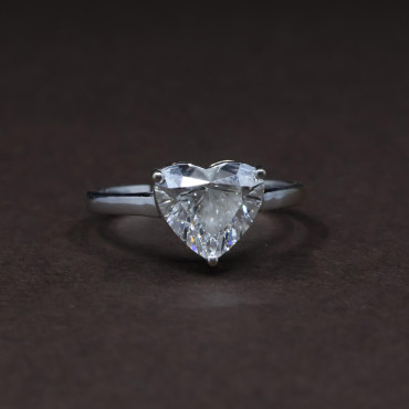 1.5 CT Heart Cut Lab Grown Diamond Solitaire Accent Ring 