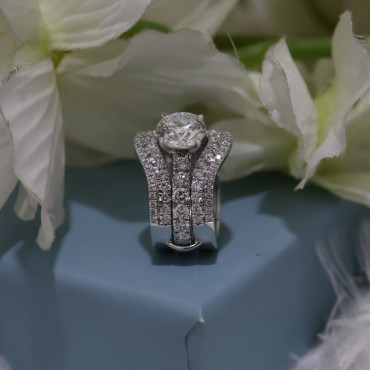 Certified Round Cut Lab Grown Diamond Bridal Ring Set 