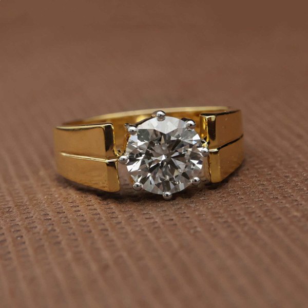 1.5 CT Round Brilliant Cut Lab Grown Diamond Solitaire Men's Ring