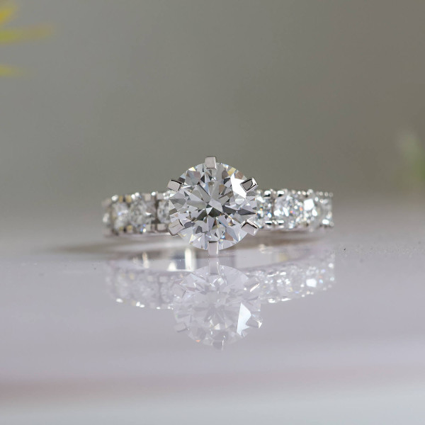 1.5 Carat Lab Grown Diamond Ring 18K White Gold Round Diamond Wedding Ring