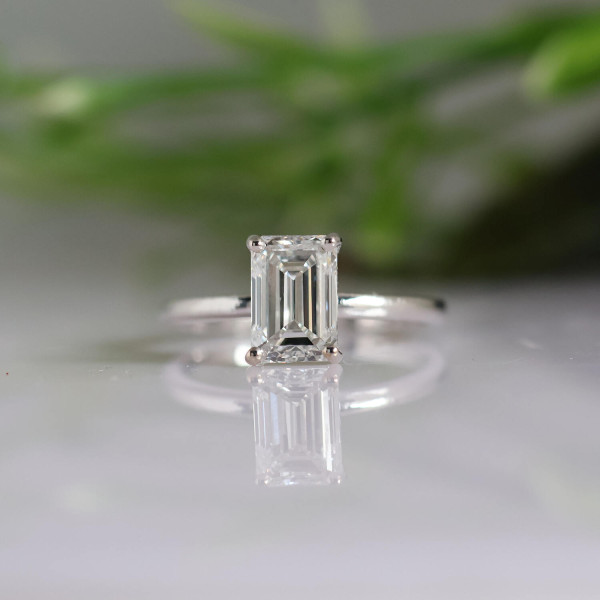 3.0 Carat Emerald Diamond Solitaire Engagement Ring