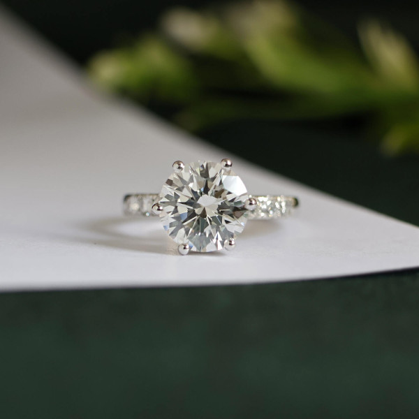 Round Brilliant Cut Lab Grown Diamond Hidden Halo Engagement Ring