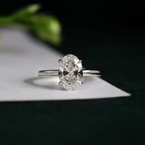 2.0 Carat Oval Cut Lab Grown Diamond Hidden Halo Engagement Ring