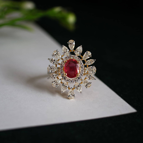 Beautiful South Lab Created Marquise and Pear Shaped Diamond Ring 