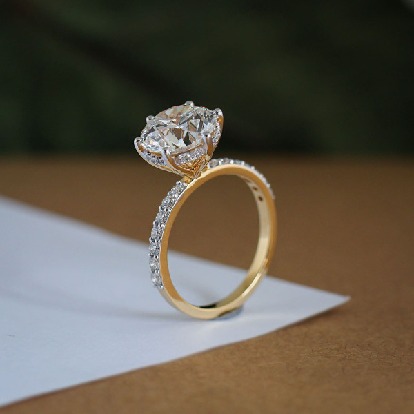 Brilliance a Lab Created 4 CT Diamond Ring with a Hidden Halo