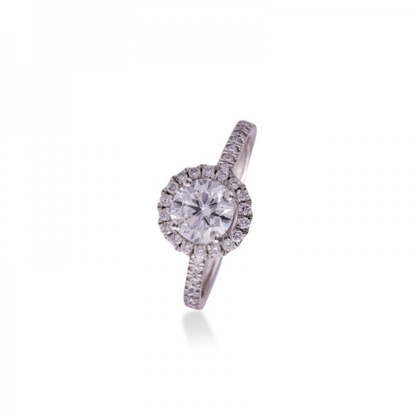 90 Pointer Solitaire Lab Grown Diamond Engagement Halo Ring for Your Love